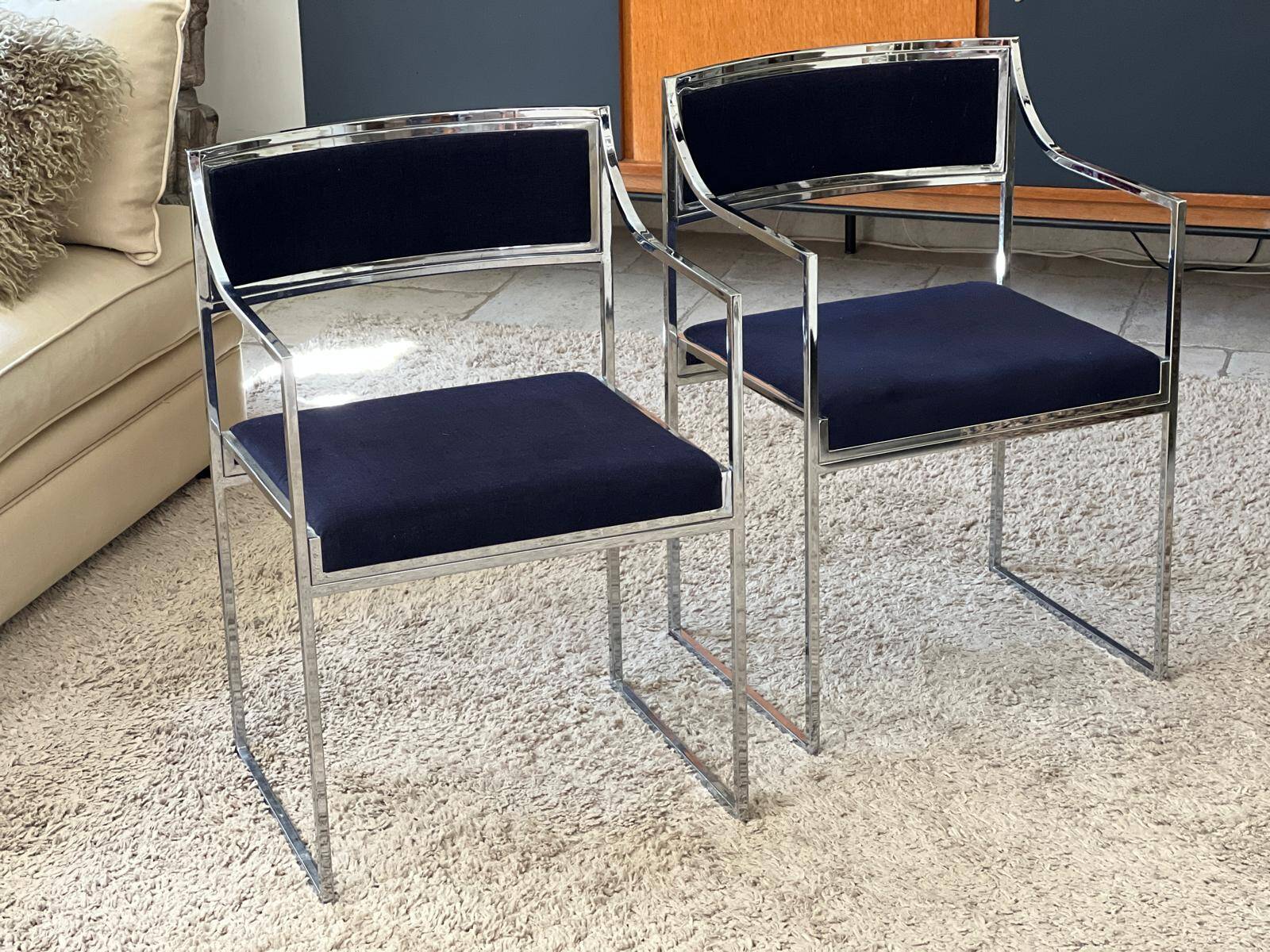 Set of 4 chairs and 2 armchairs model SQ by Willy Rizzo 1970