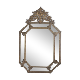 Miroir à parcloses, de forme octogonale, en bronze et laiton