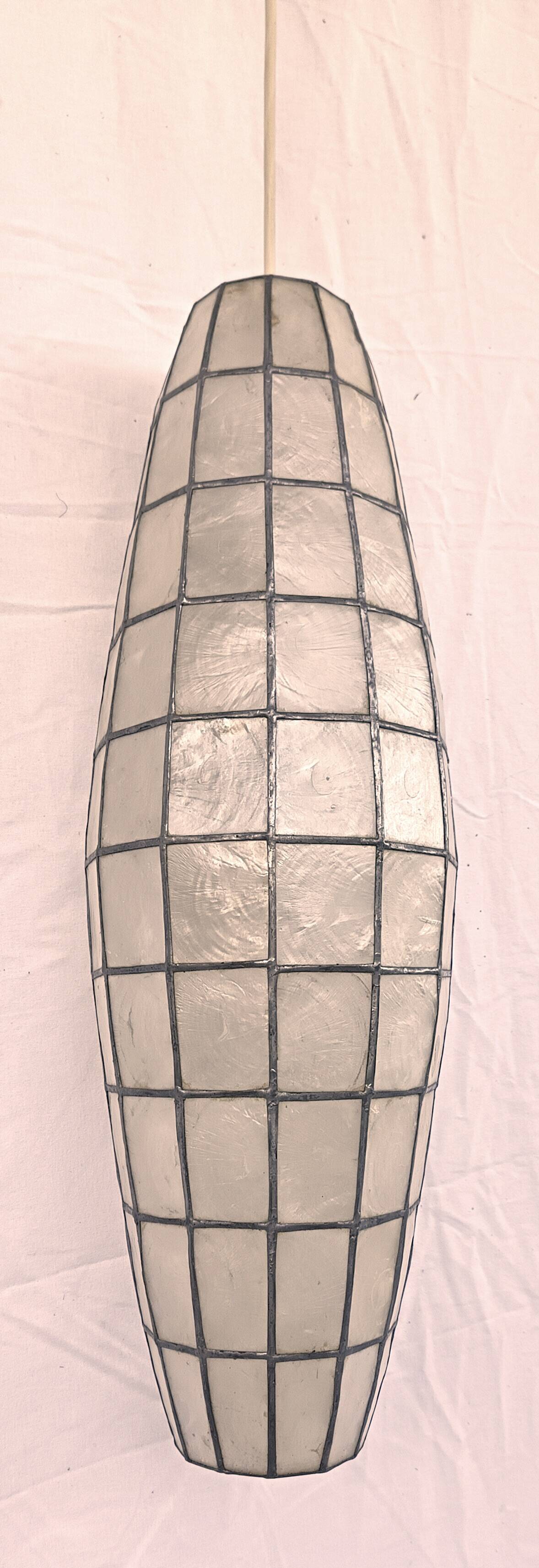 62cm spindle light fixture mother-of-pearl and brass from the 70s