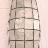 Luminaire fuseau 62cm nacre et laiton années 70
