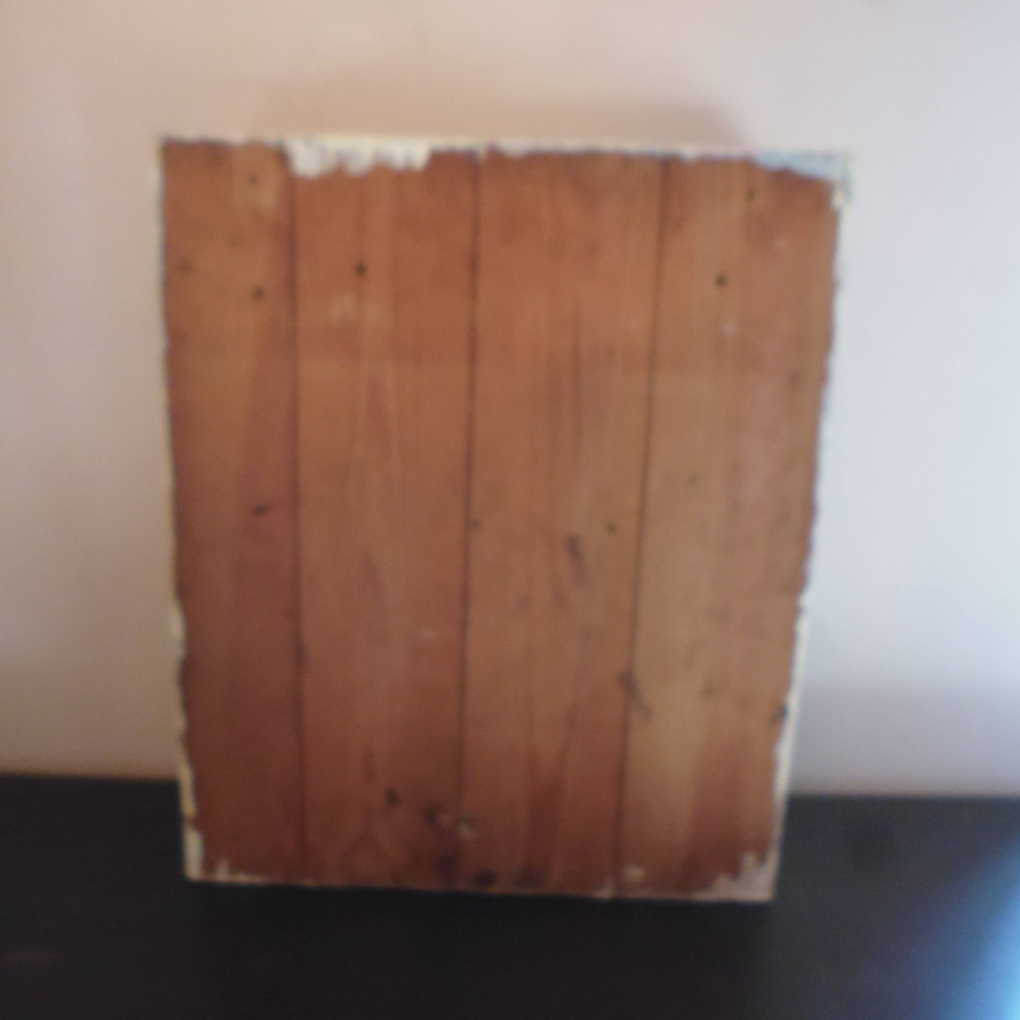 Former wooden medicine cabinet and mirror