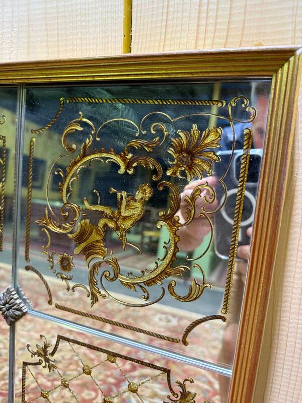 Miroir de Bistro - Brasserie en verre églomisé style Art Nouveau