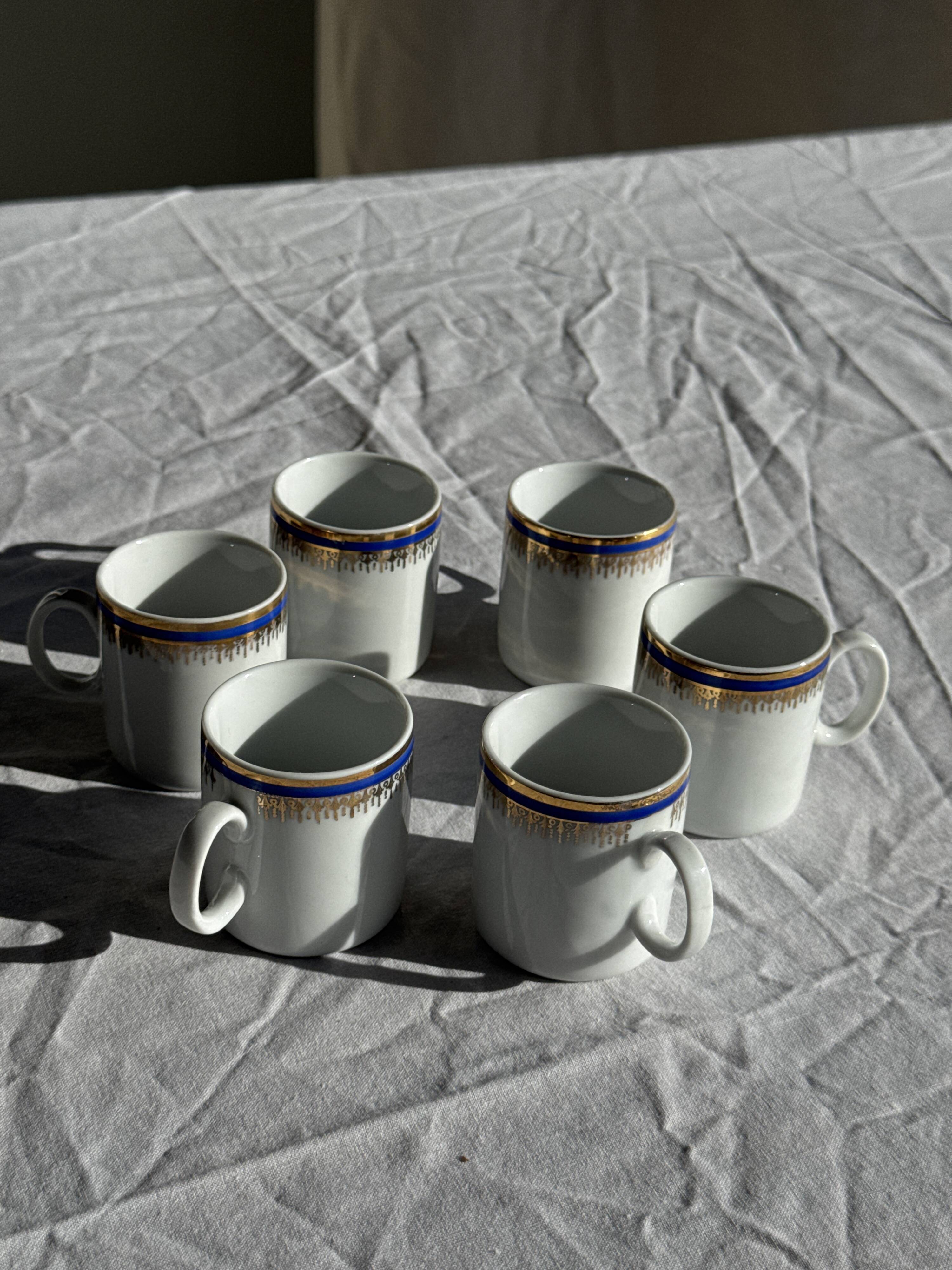 Set of 6 small espresso cups Germer Porcelain, made in Brazil.