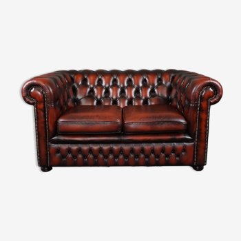 Chesterfield sofa 2 seats in calf leather