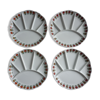 4 Assiettes à hors d'oeuvre porcelaine du berry