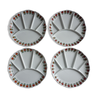 4 Plates a berry porcelain hors d'oeuvre