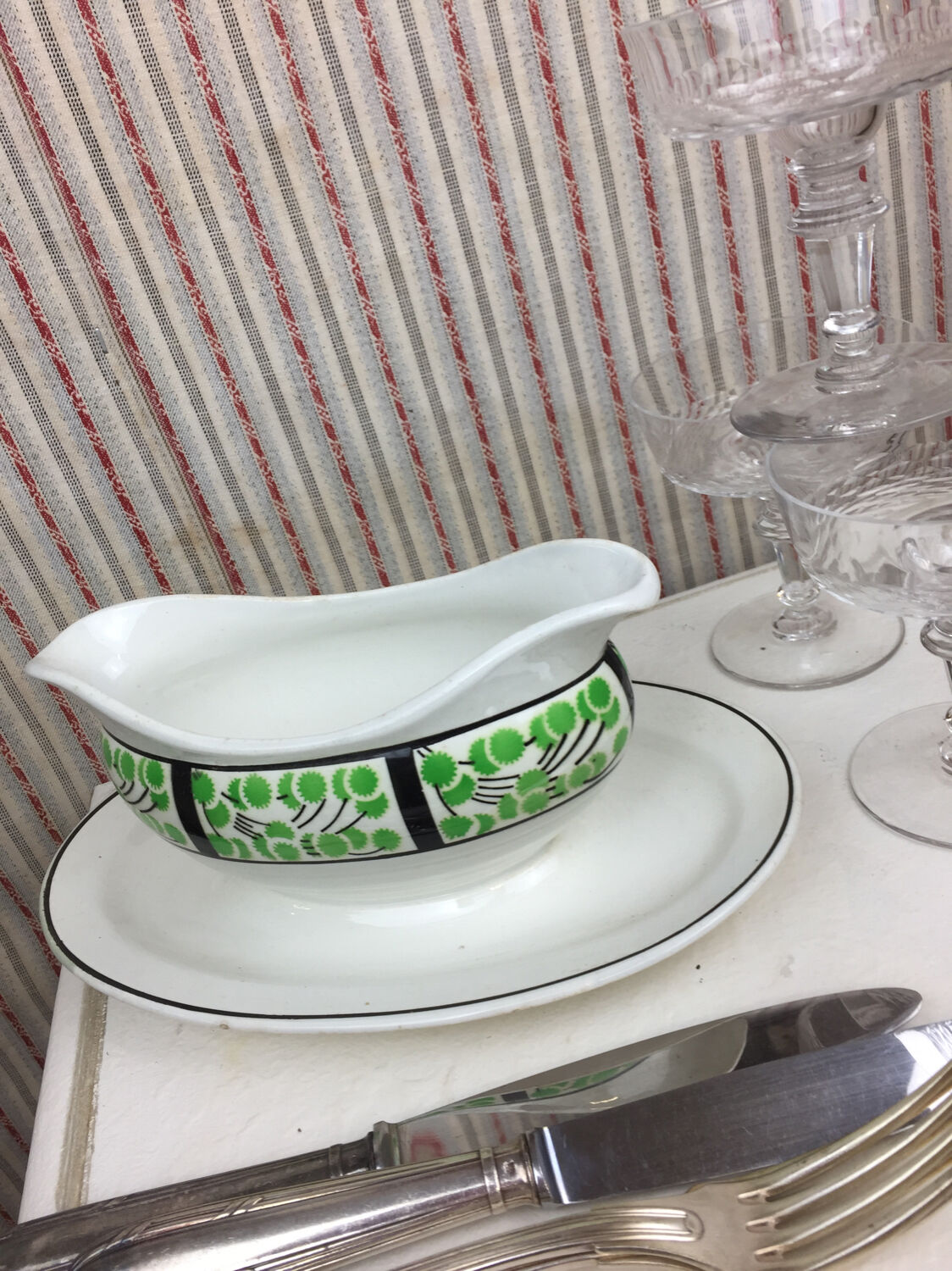 Old sauce boat made in France Digoin Sarreguemines