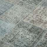 Hand-knotted oriental overdyed 170 cm x 240 cm grey patchwork carpet