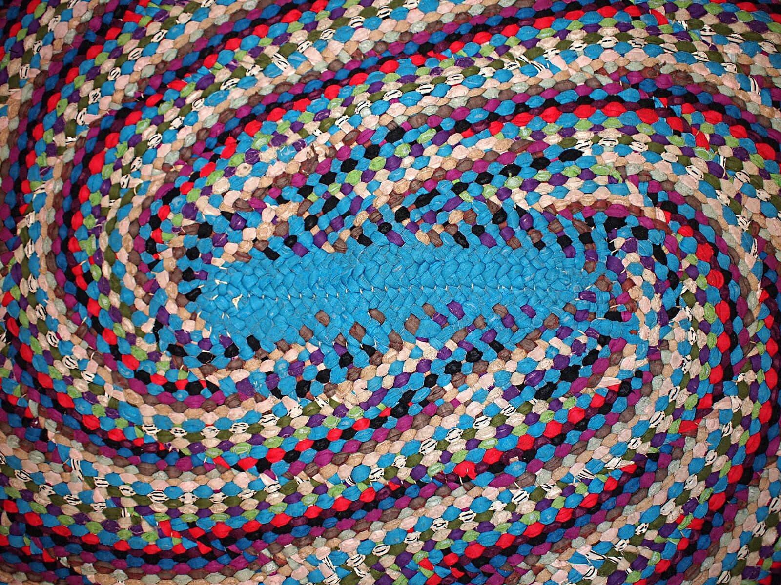 American braided handmade vintage rug 97cm x 125cm 1960, 1C71