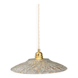 Suspension abat-jour vintage en verre moulé - collection vaisselle -