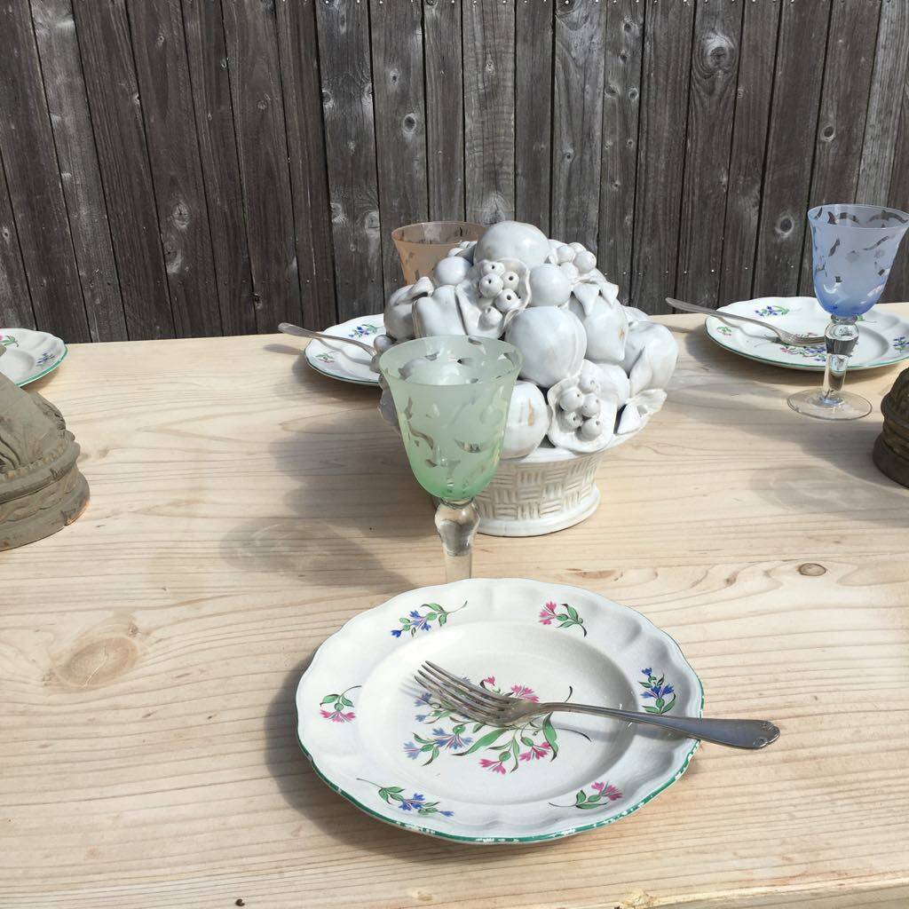 Solid raw wood farm table