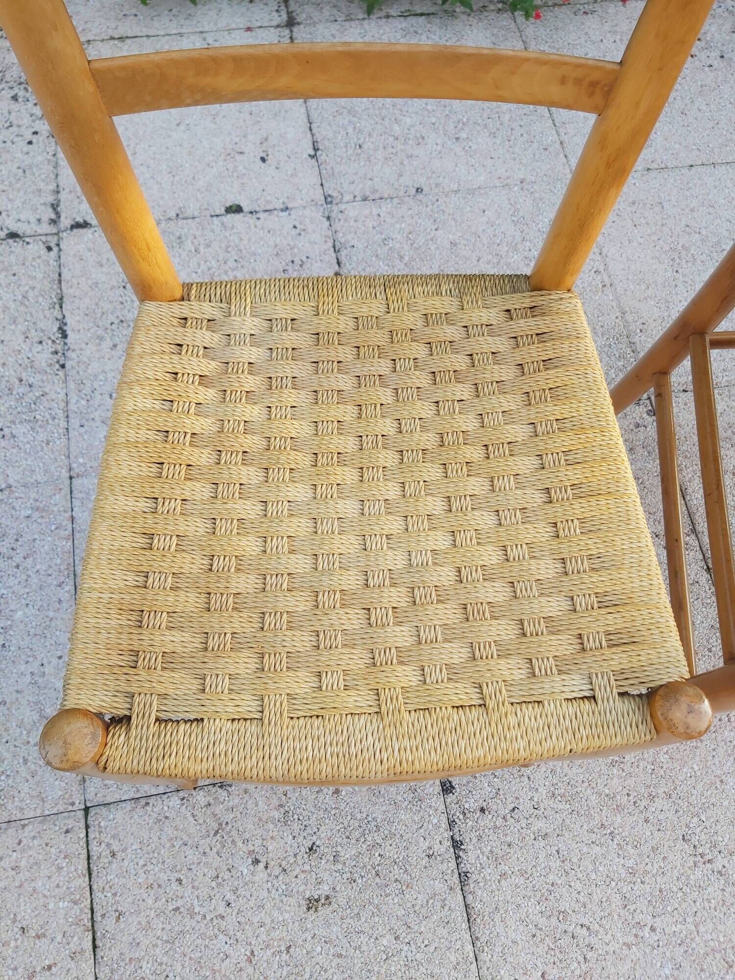 Pairs of chairs rope and wood 50s Italy