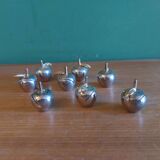8 vintage chrome table card holders in the shape of apples