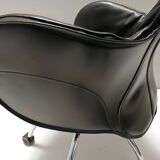 Black Leather Incisa Office Chair by Vico Magistretti for De Padova, 1992