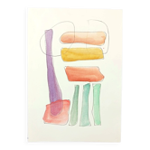 Original abstract painting – colourful graphic composition – 24 x 34 cm