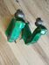 Pair of green Art Deco wall sconces in majolica