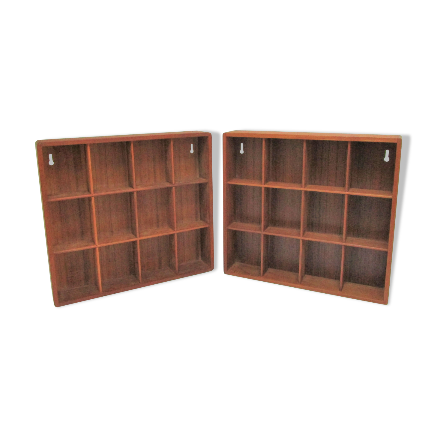 Two wall shelves with solid wood compartments design 80s