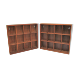 Two wall shelves with solid wood compartments design 80s