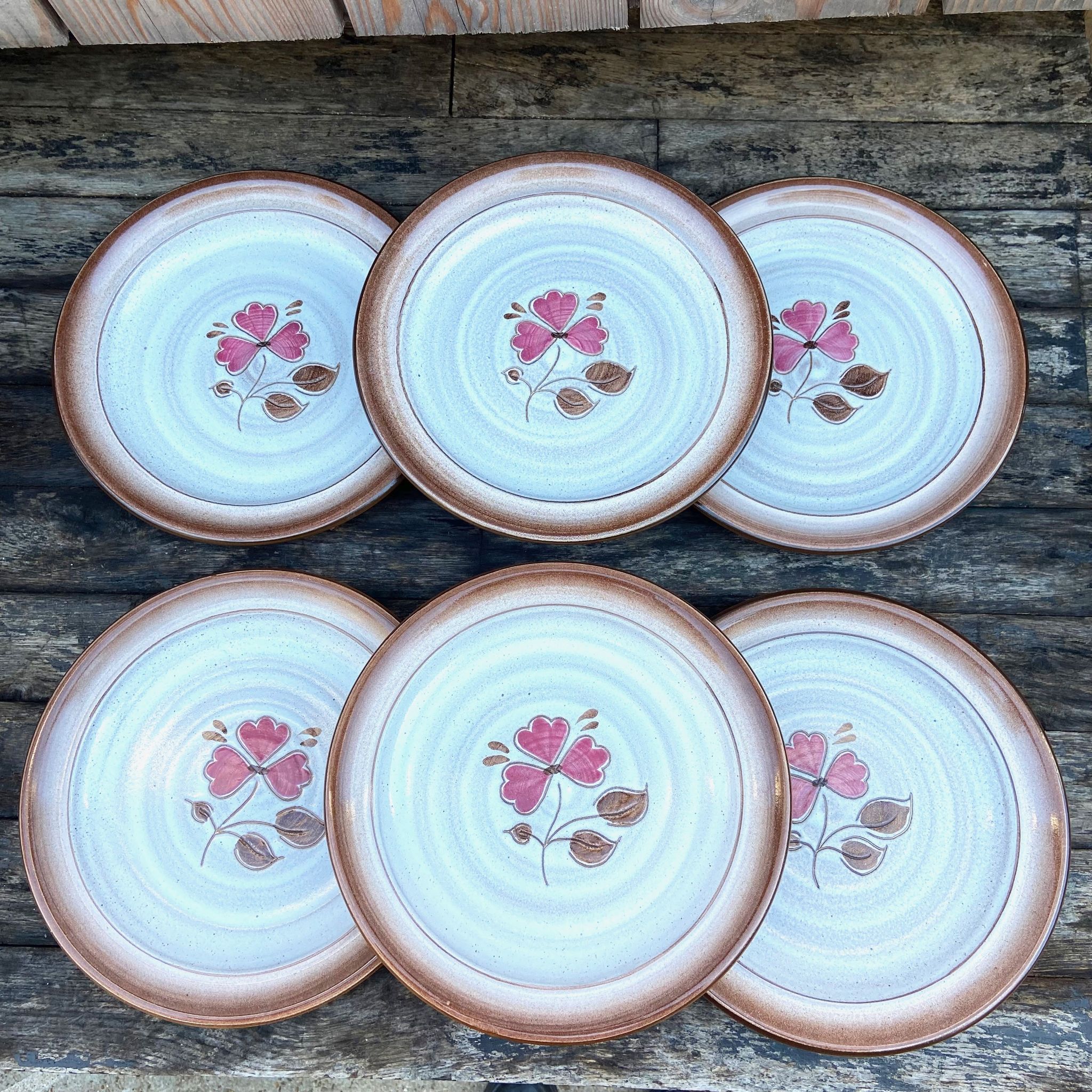 Set of 6 sandstone plates-Manufacture Niederviller