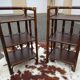 Pair of side tables bedside rattan and vintage bamboo