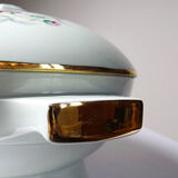 Art Deco style soup tureen with floral decoration, vintage celadon porcelain from Limoges, France.