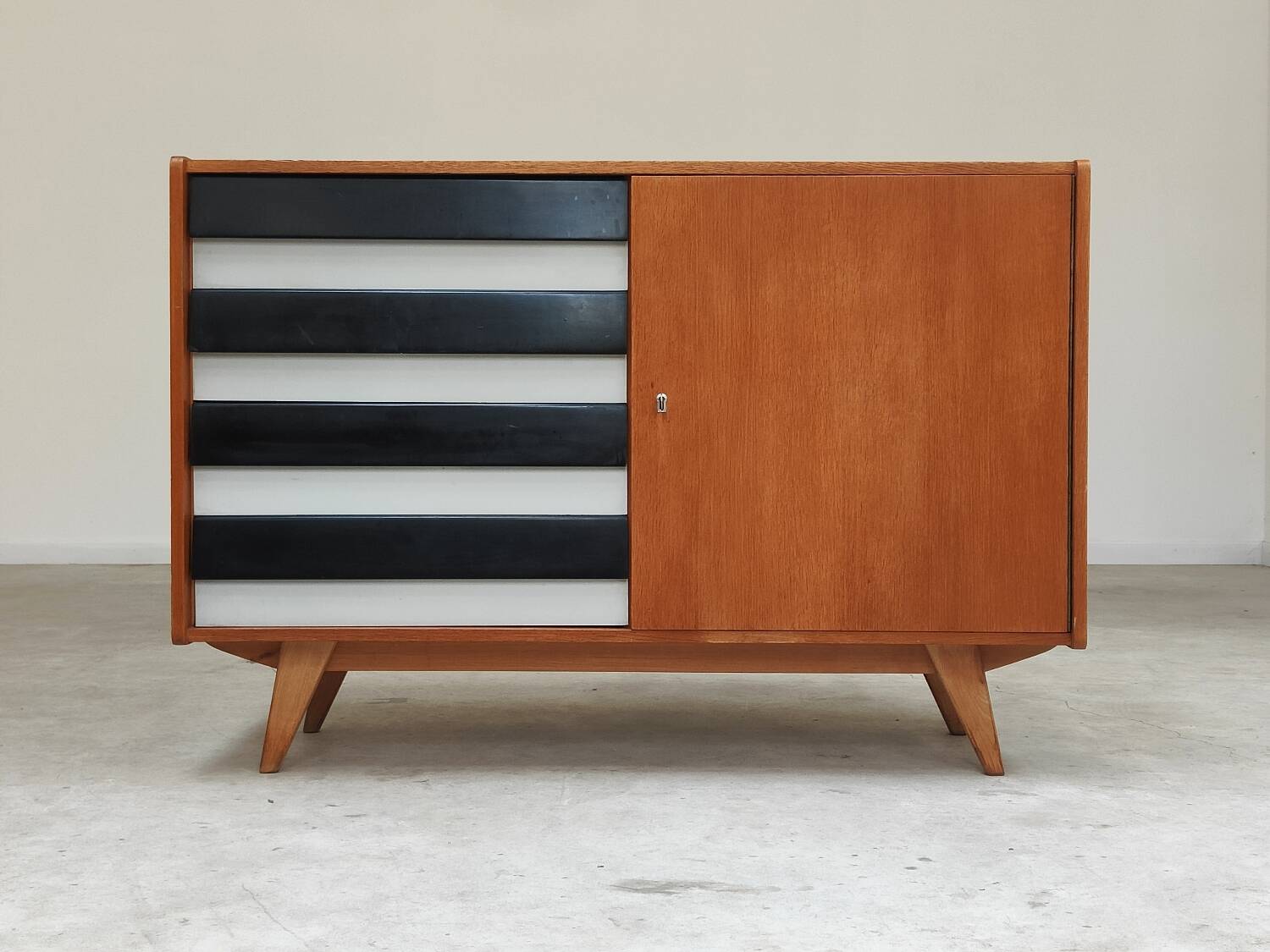 U-458 black and white sideboard by Jiri Jiroutek for Interier Praha