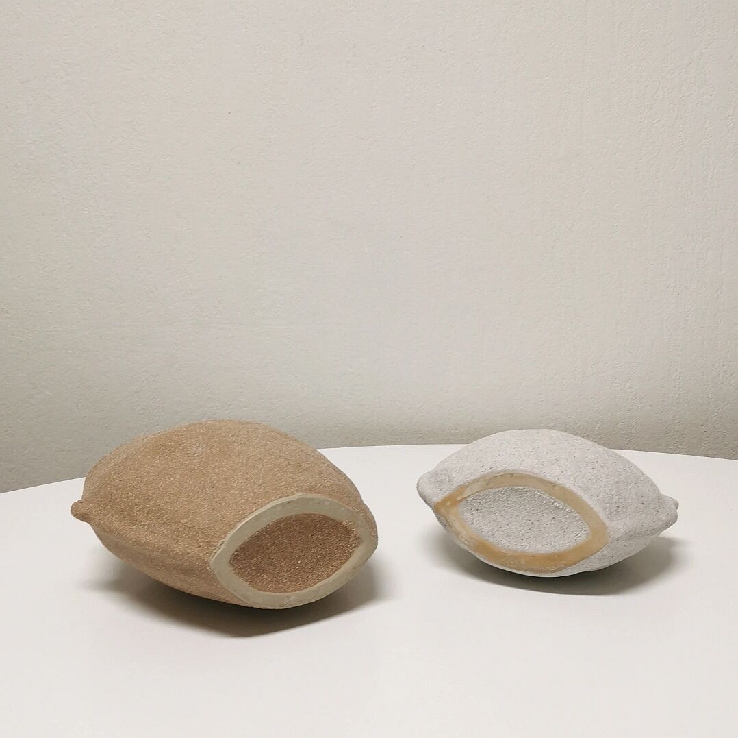 Pair of organic ceramic vases
