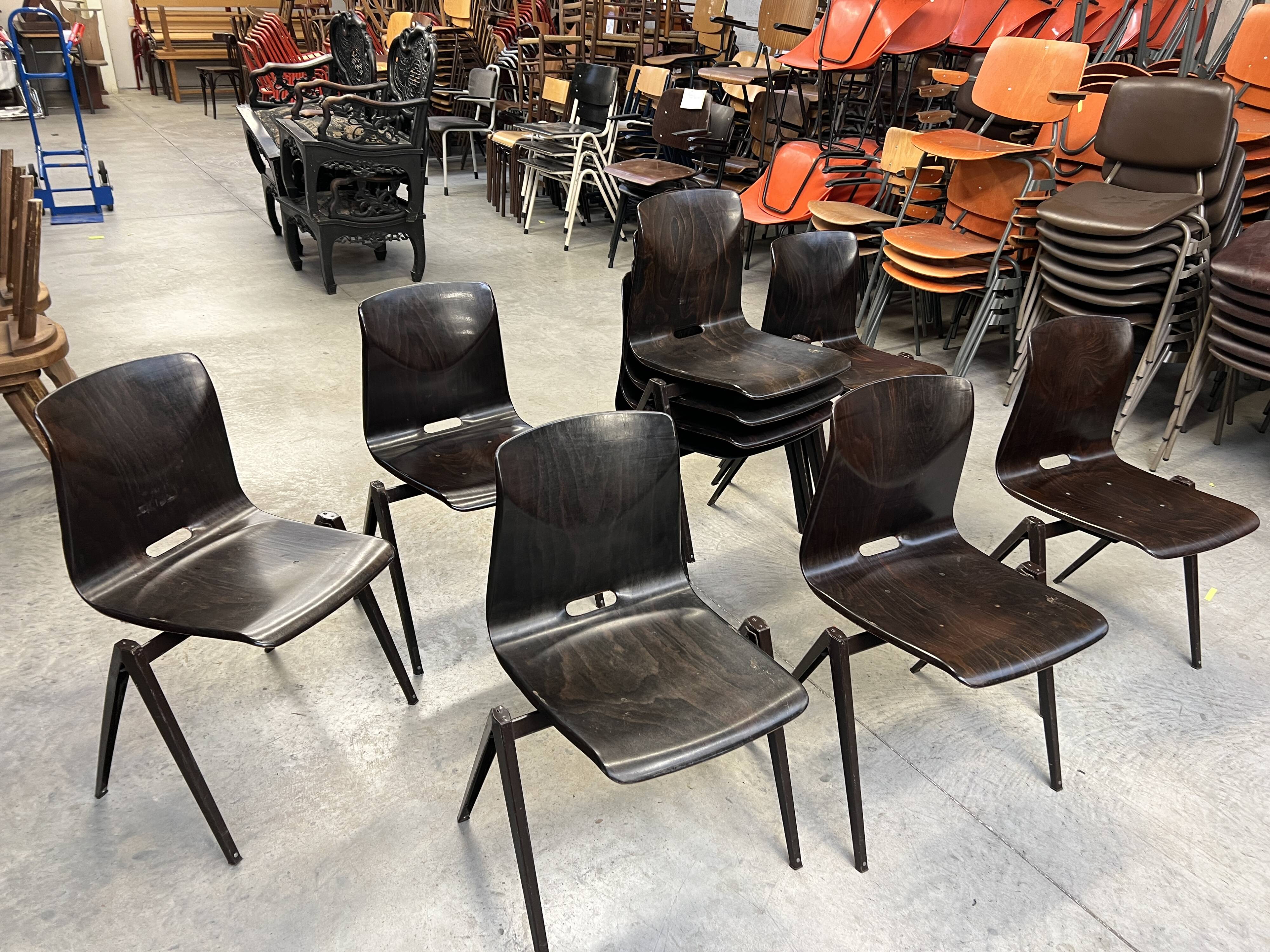 Set of 10 Galvanitas S22 Wenge chairs from the 70s Netherlands