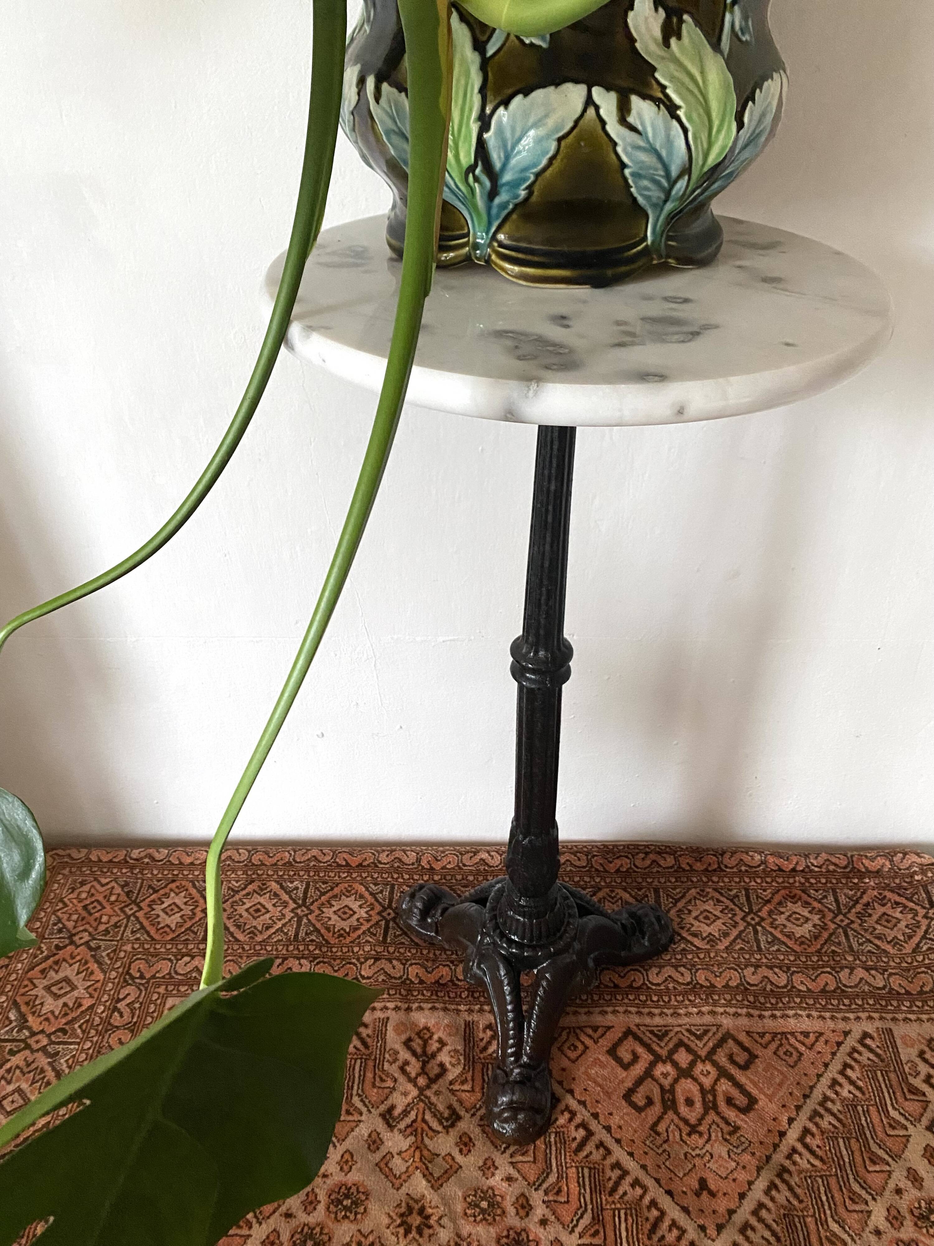 Marble bistro pedestal table, plant holder