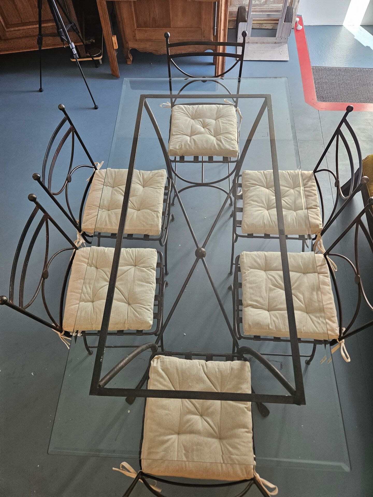 Table jardin et chaises fer forgé