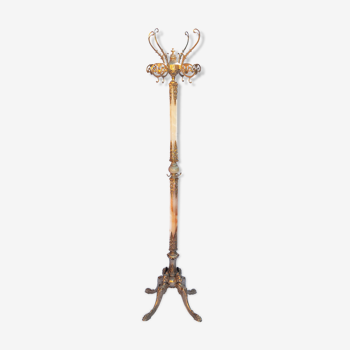 Italian Ornate Brass and Marble Coat Rack, 1950s