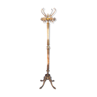 Italian Ornate Brass and Marble Coat Rack, 1950s