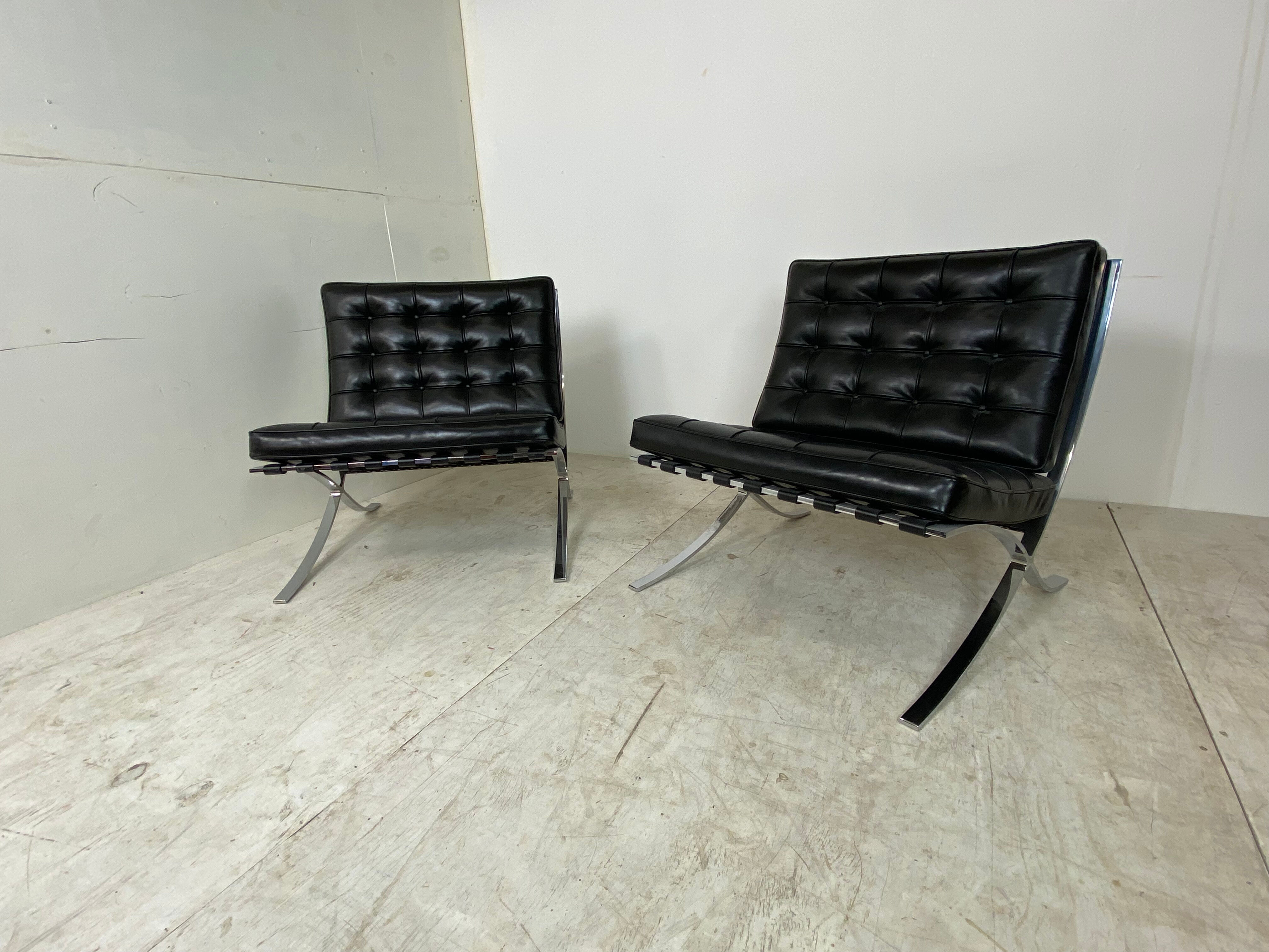 Pair of chairs Barcelona vintage Ludwig Mies Van der Rohe