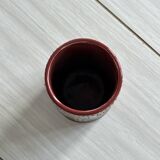 Petit vase rouleau ancien en céramique émaillée rouge