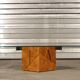 Table basse en loupe d'orme et verre trempé par Jean Claude Mahey pour roche bobois années 70