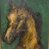 Portrait de cheval pur-sang, peinture à l'huile