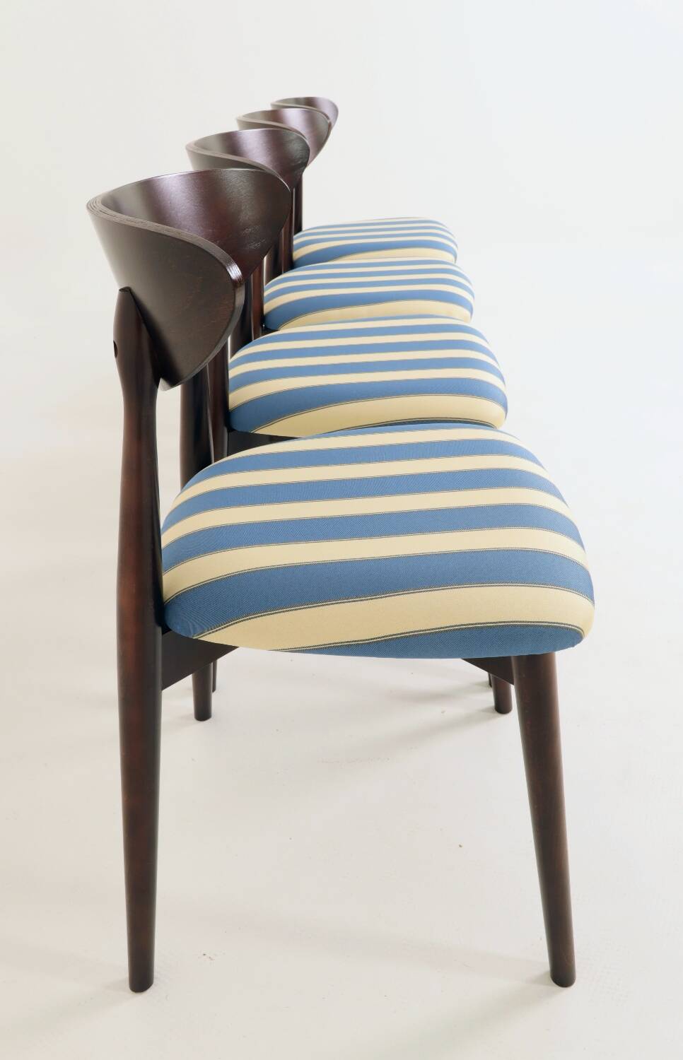 Modern set 4 Dining Chairs, Striped Fabric, French style