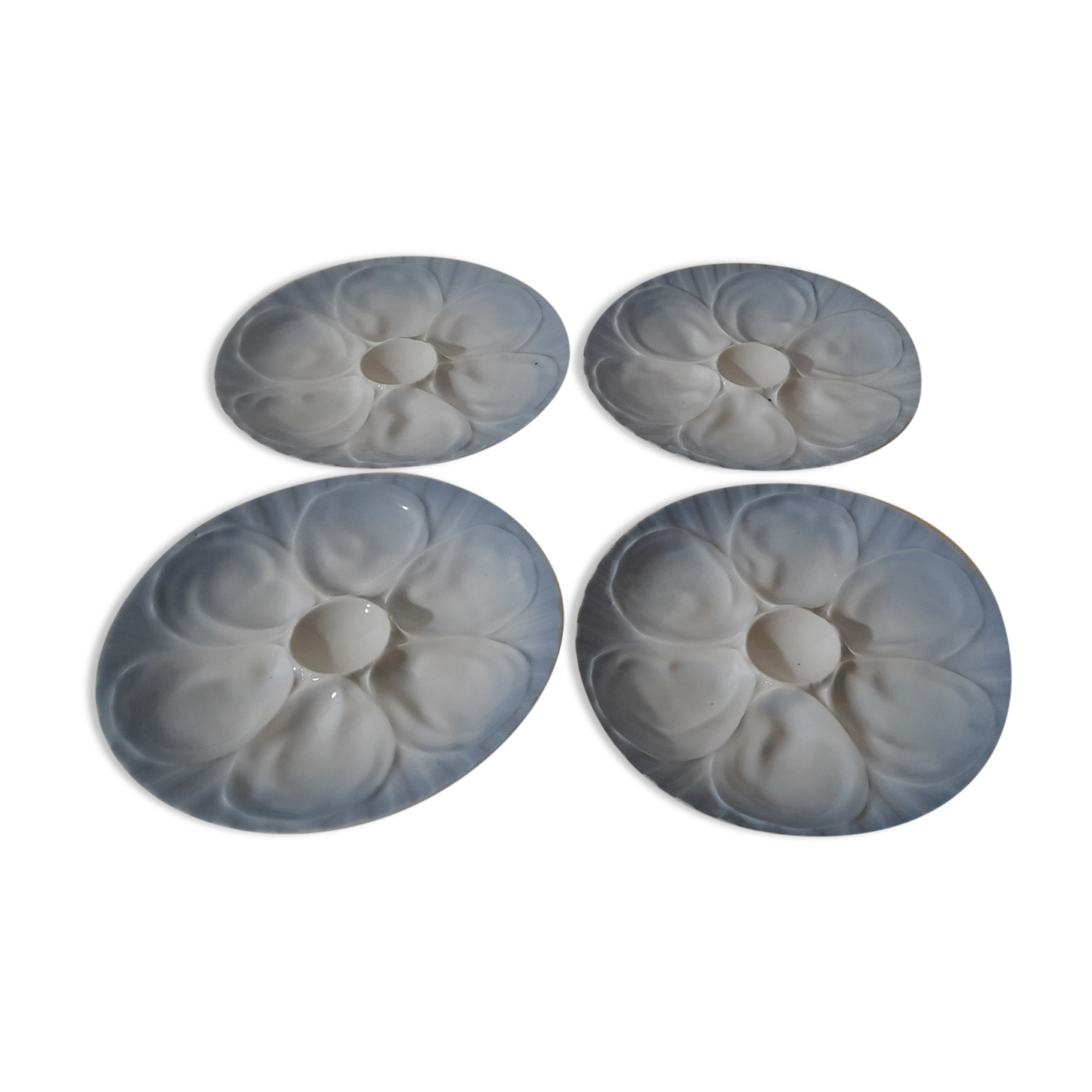 4 oyster plates Plillivuyt décor large fire Jorgen Jallen diam 23 cm