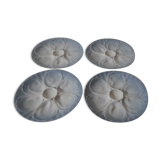 4 assiettes à huîtres Plillivuyt décor grand feu Jorgen Jallen diam 23 cm