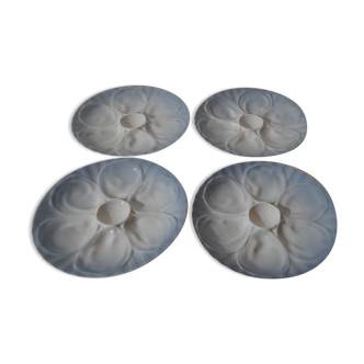 4 assiettes à huîtres Plillivuyt décor grand feu Jorgen Jallen diam 23 cm
