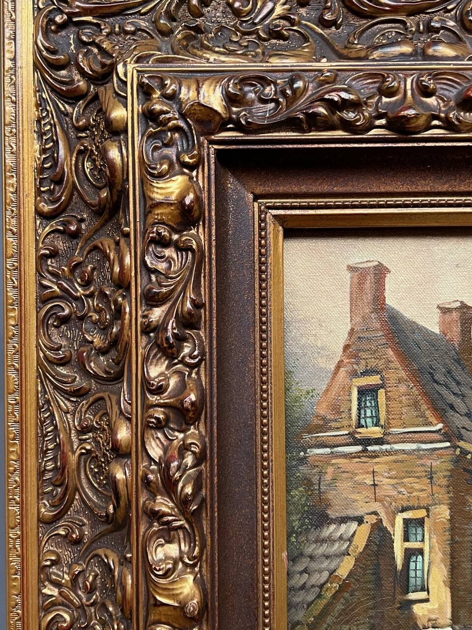 Paysage urbain. Huile sur toile.