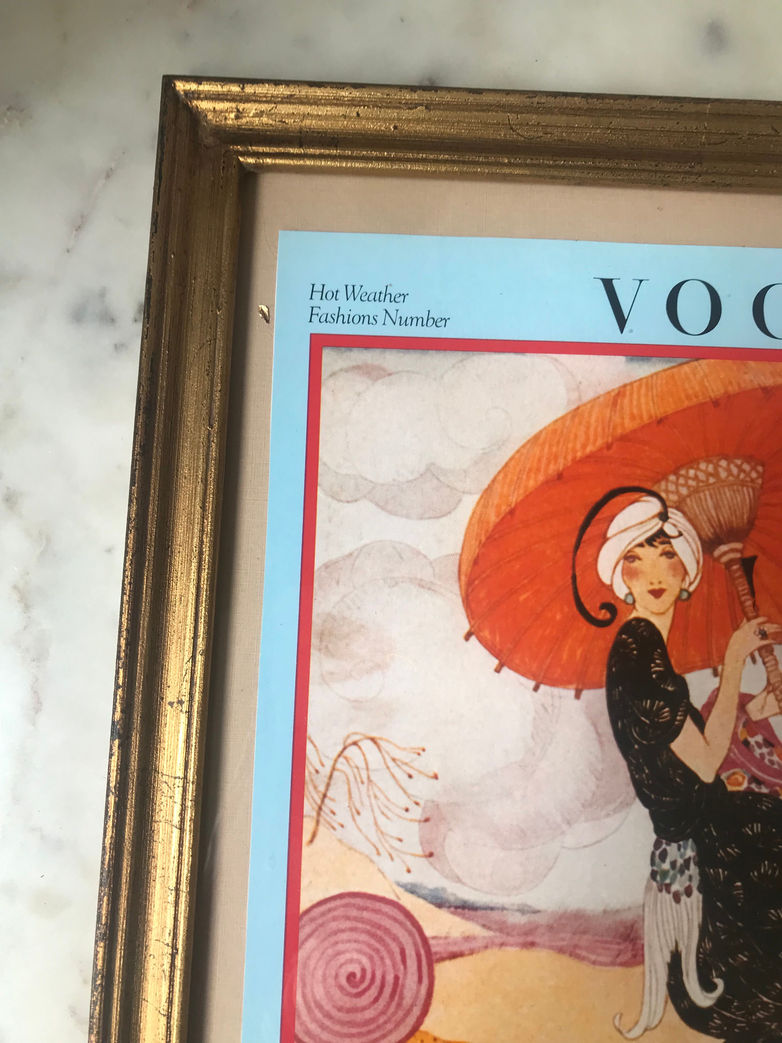 Illustration, former cover of Vogue Magazine, under golden frame