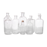 Set of pharmacy vials and wicker trunk