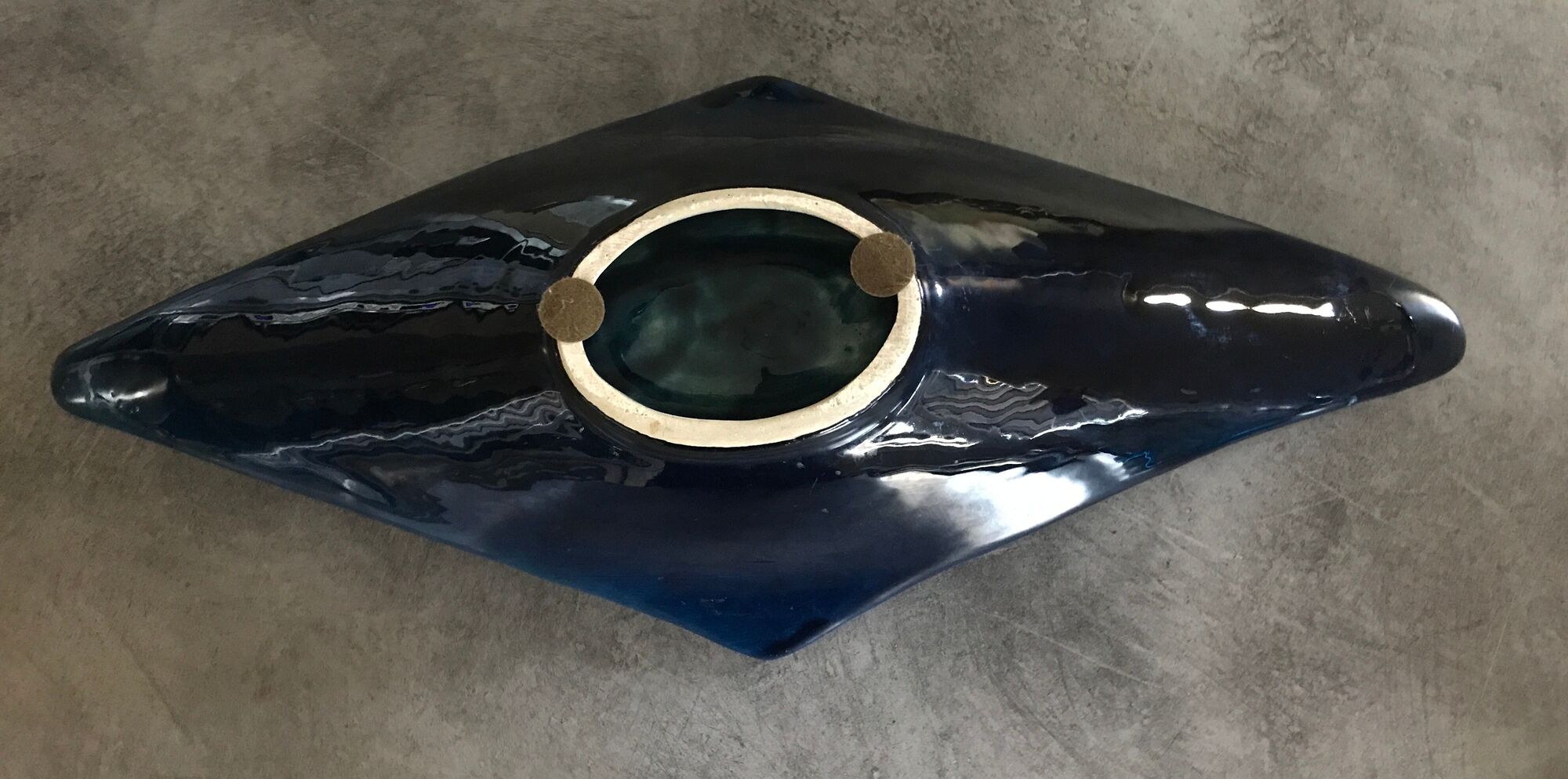 Cut ceramic centerpiece by vallauris fat lava sea foam 55 cm