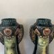Pair of Art Nouveau slipware vases, hand-painted decoration.
