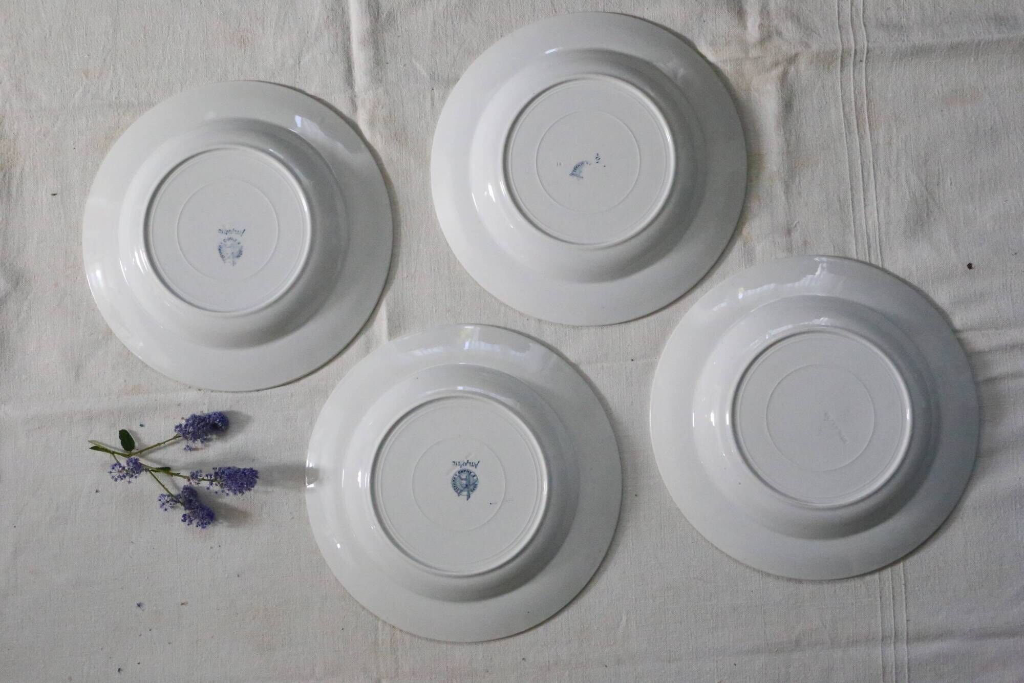 4 assiettes creuses, terre de fer, Saint Amand, modèle Atlantic