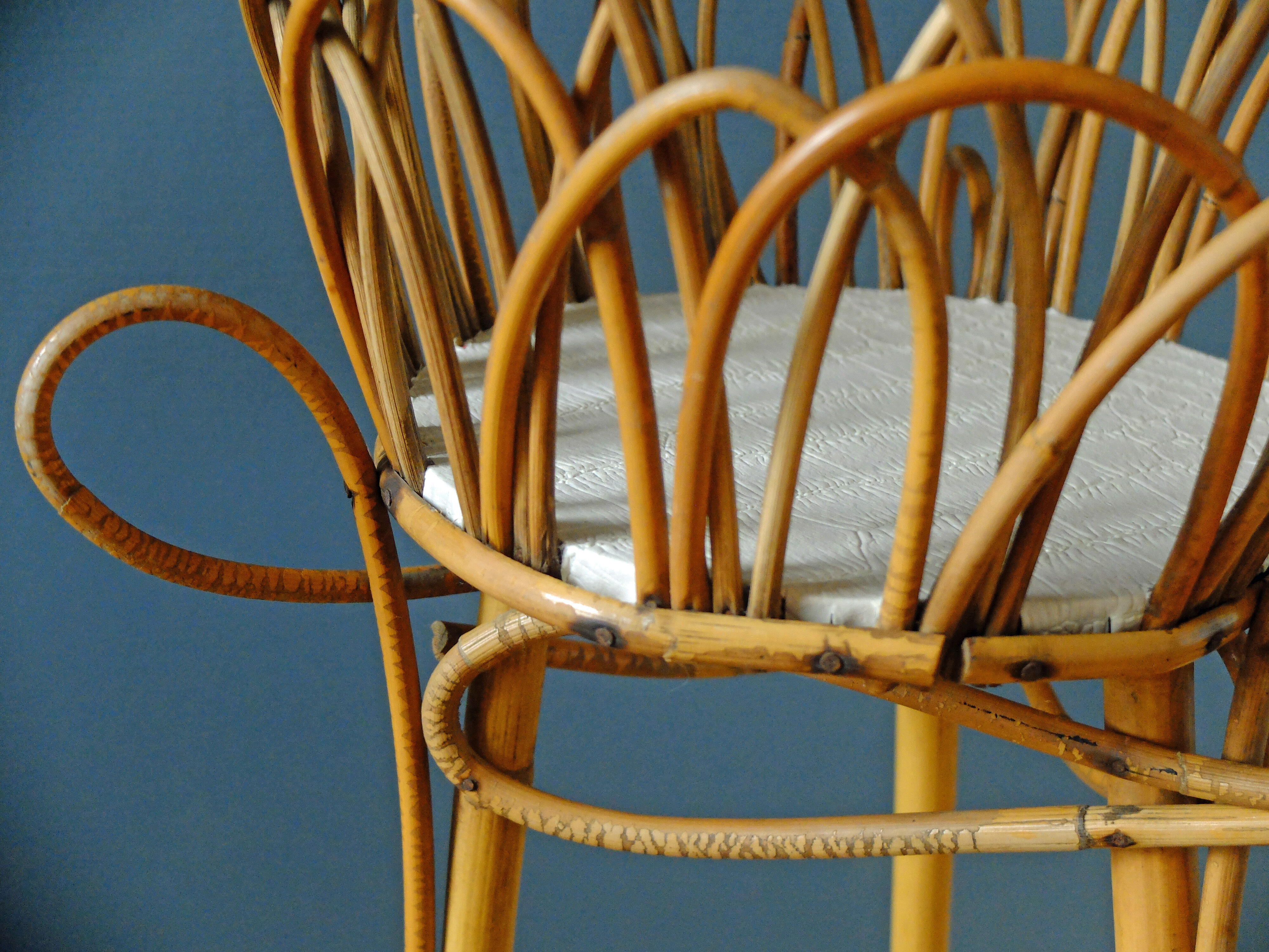 Travailleuse Vintage en rotin Tricotine