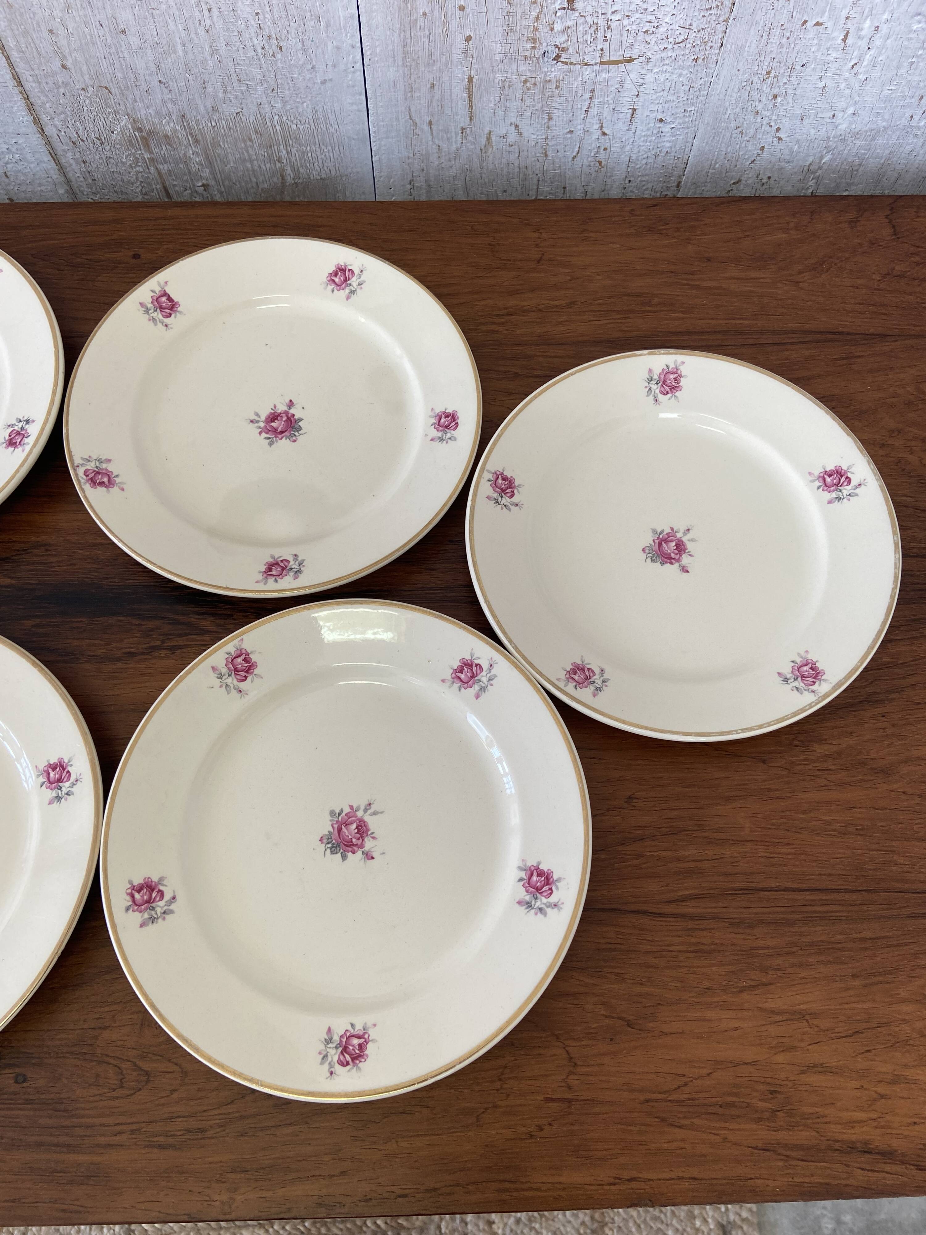 10 plates, 20cm diameter, "Rose" pattern