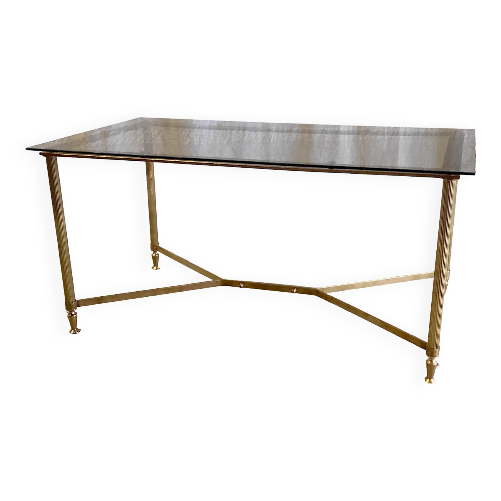 Brass coffee table and smoked glass 60s/70s