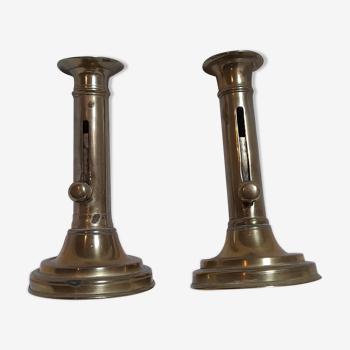 Pair of old brass candle holders